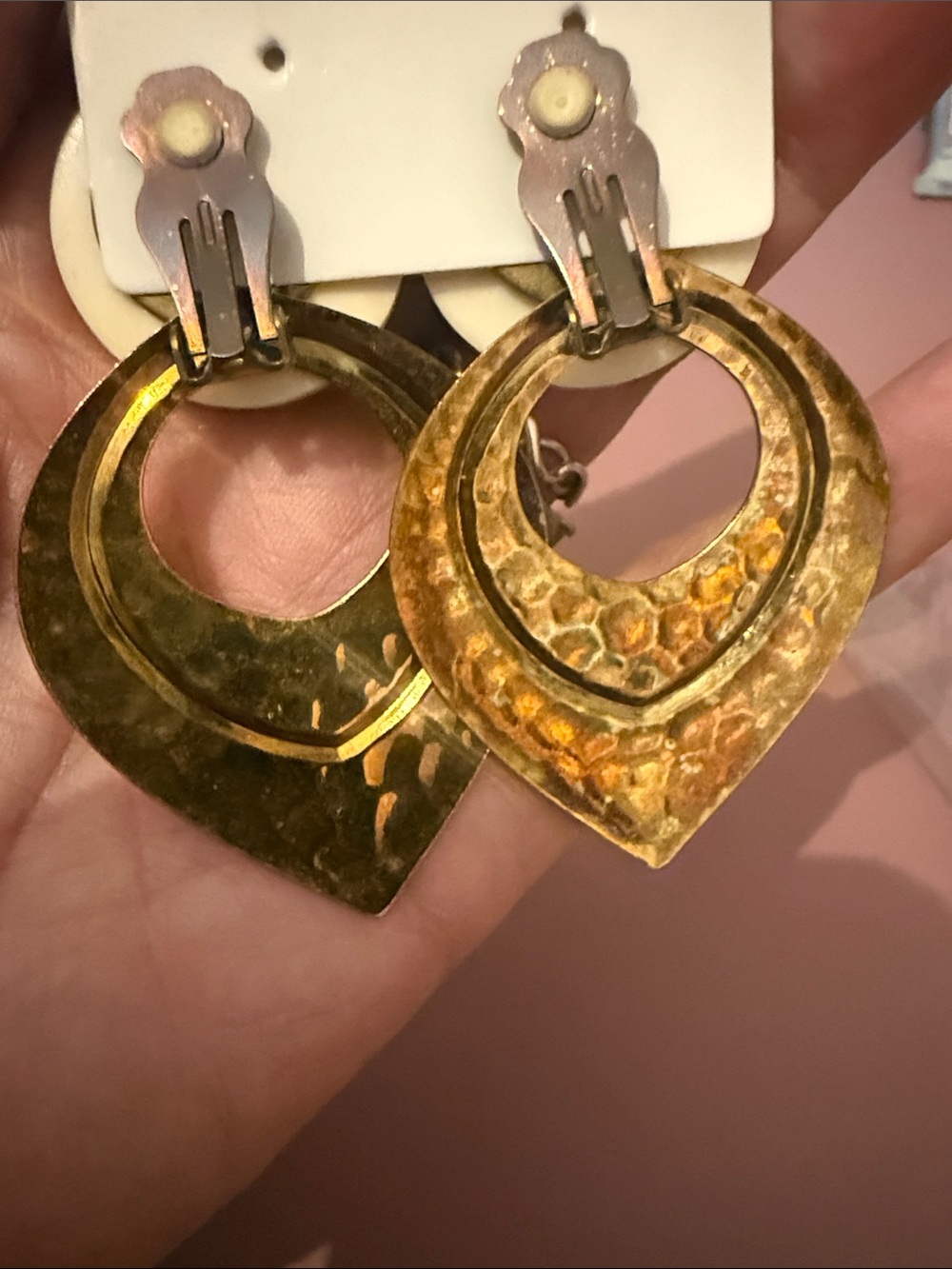 Gold-Tone Statement Drop Earrings with Black Center - Picture 3 of 4